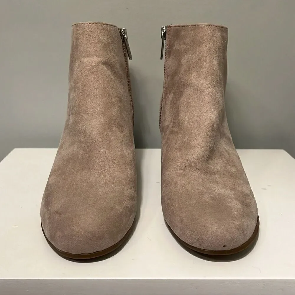 Circus by Sam Edelman Women's Taupe Rose Suede Block Heel Ankle Boots Size 8.5
